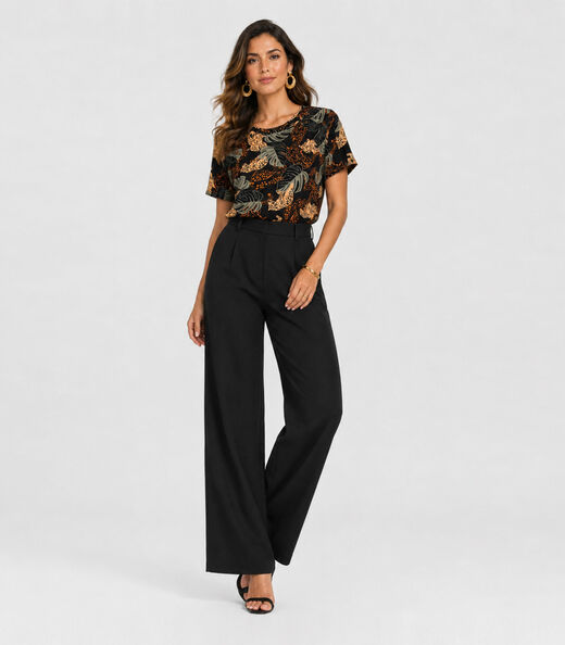 Blusa Feminina Estampada Infinita Cor Preto