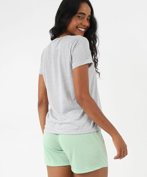 Pijama Feminino Estampa Buquê Marisa Cinza