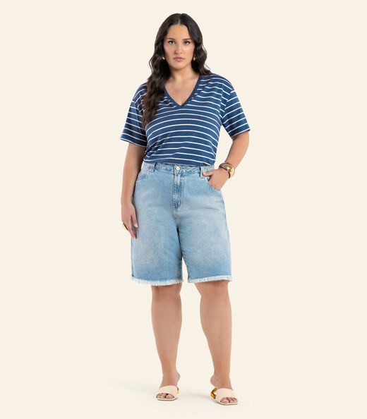 Image_Blusa Feminina Plus Size Gola V Secret Glam Azul