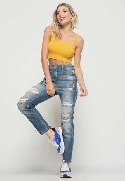 Cropped  Top Faixa Comfy Malha Canelada Mostarda Salvatore Fashion