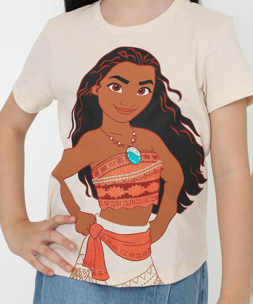 Blusa Infantil Moana Bolsinha Tam 4 a 10 Bege