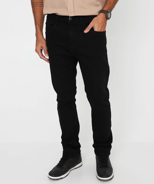 Calça Masculina Jeans Skinny Bolsos Jezzian Preto