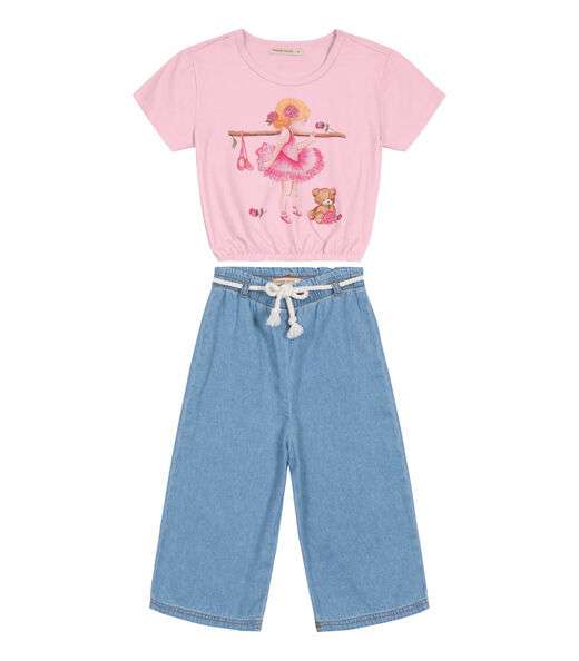 Conjunto Infantil Blusa E Pantacourt Trick Nick Rosa