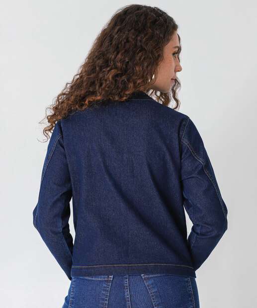 Jaqueta Feminina Jeans Bolsos Marisa Azul