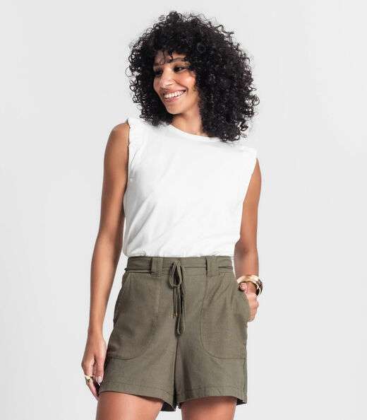 Regata Feminina Com Detalhes No Ombro Rovitex Bege