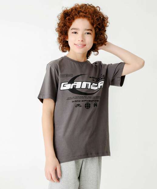 Camiseta Juvenil Manga Curta Estampada MR Tam 10 a 16 