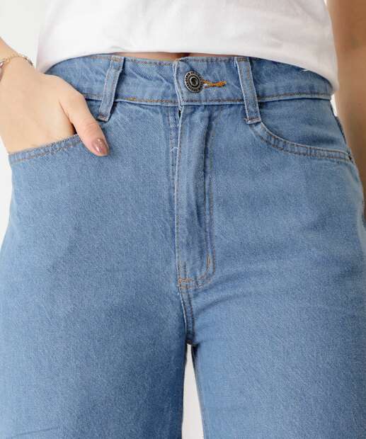 Calça Jeans Wide Leg Bolsos Feminina Marisa