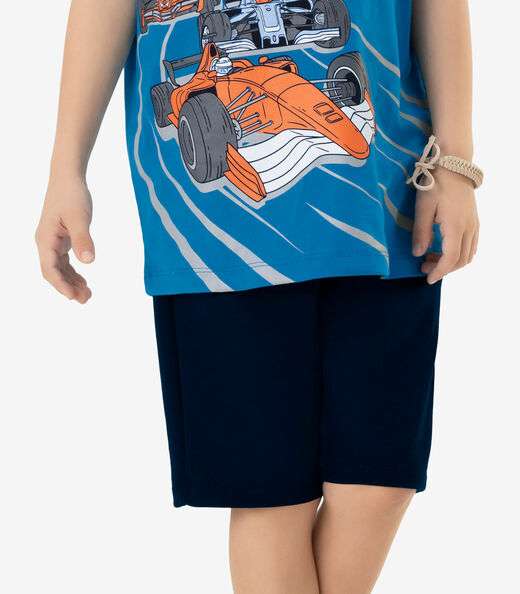 Conjunto Infantil Regata Com Bermuda Rovi Kids Azul
