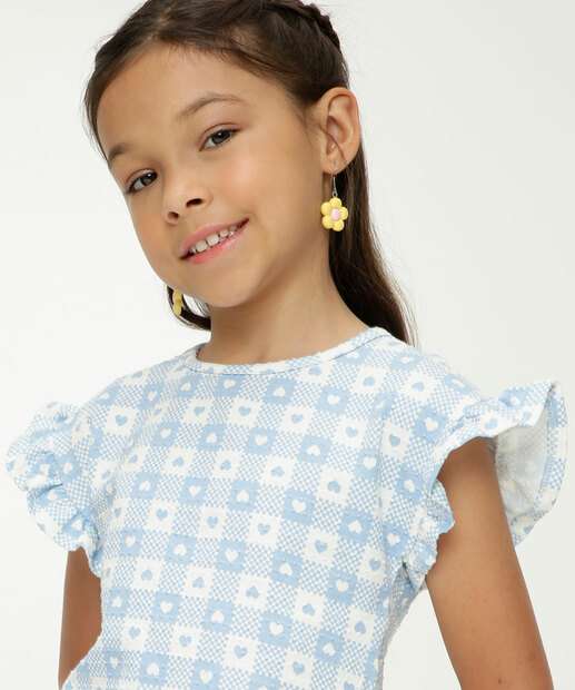 Blusa Infantil  Estampa Xadrez E Corações Marisa Tam 4 a 10