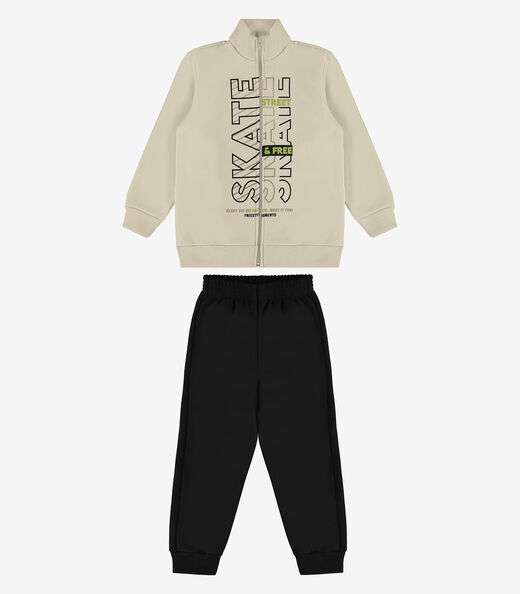 Conjunto Infantil Jaqueta Com Calça Rovi Kids Bege