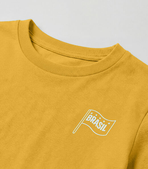 Camiseta Masculina em Cotton Leve Brasil Select Amarelo