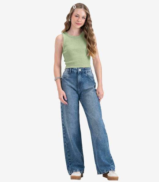 Regata Juvenil Feminina em Ribana de Melange Minty Verde