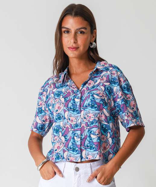 Image_Camisa Cropped Feminina Stitch Disney Azul