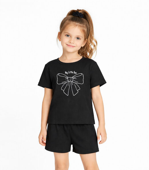 Image_Conjunto Infantil Feminino Blusa E Short Select Preto