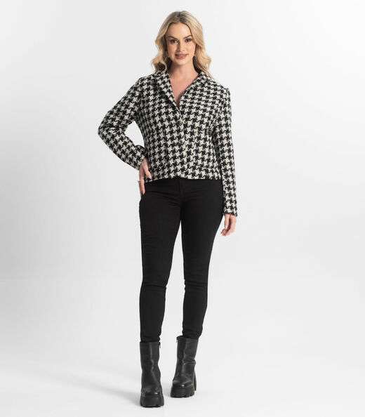 Casaco Feminino Tweed Com Botões Giada Preto