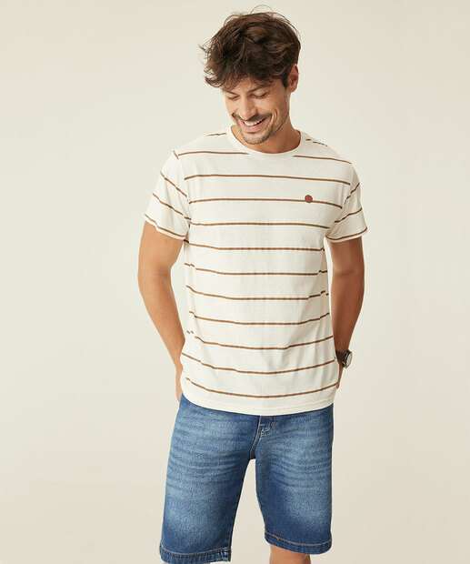 Camiseta Masculina Listrada Manga Curta MR