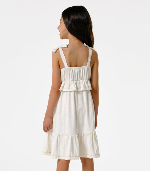 Vestido Infantil Viscolinho Lurex Trick Nick Bege