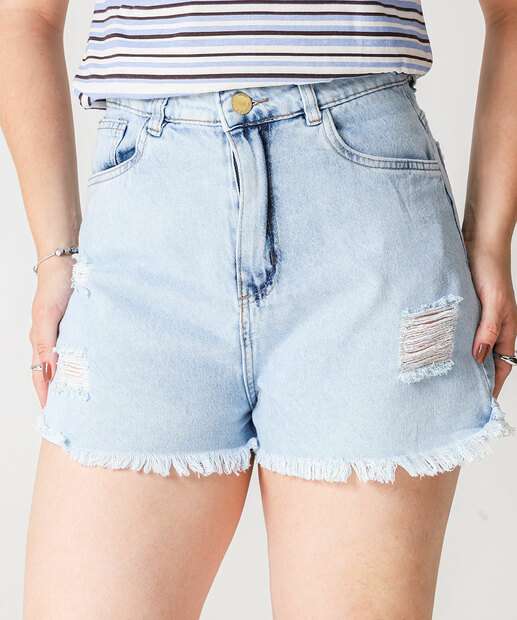 Short Jeans Feminino Boyfriend Puídos