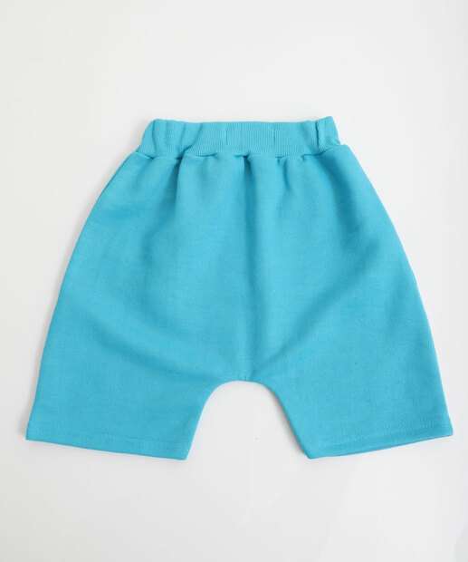 Bermuda Infantil Moletinho Bolso Canguru MR Tam 1 a 3 Azul