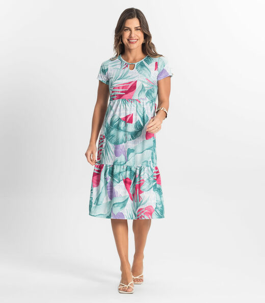 Vestido Midi Feminino Estampado Select Verde