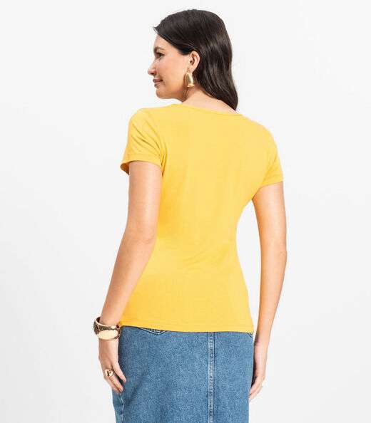 Blusa Feminina Viscotorcion Básica Rovitex Amarelo