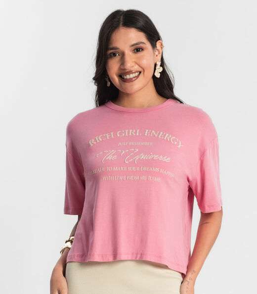 Blusa T- Shirt Feminina Rosa