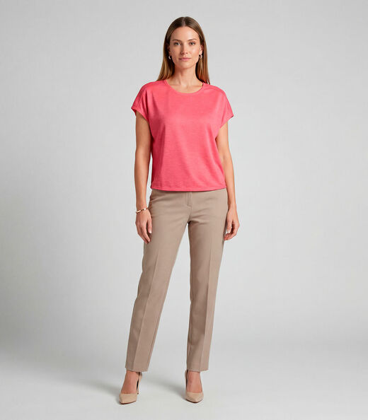 Blusa Feminina Recorte Na Costa Infinita Cor Rosa