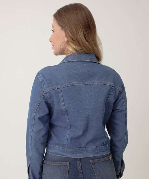 Jaqueta Cropped Feminina Jeans Botões Marisa