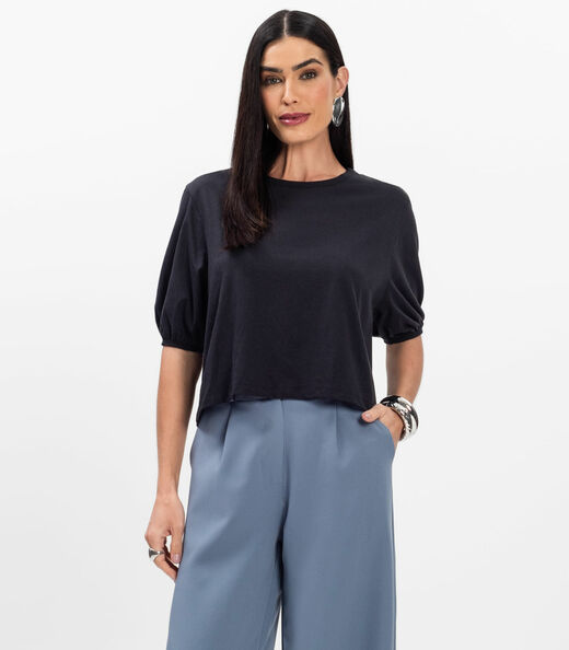 Image_Blusa Manga Camponesa Feminina Rovitex Preto