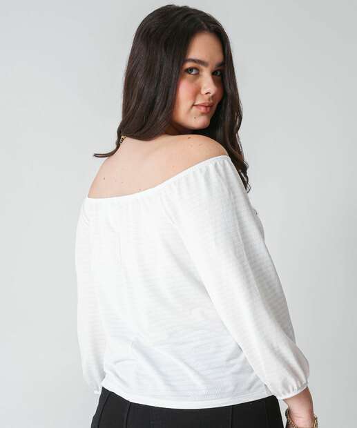 Blusa Plus Size Ciganinha Feminina Manga 7/8 Marisa