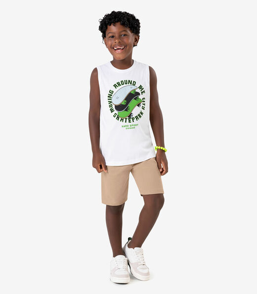 Regata Infantil em Meia Malha Rovi Kids Branco