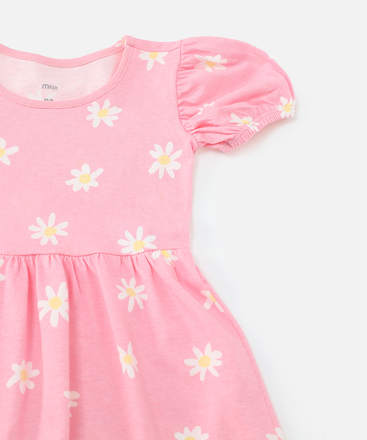 Vestido Infantil Estampa Margaridas Marisa Tam 1 a 3 Rosa