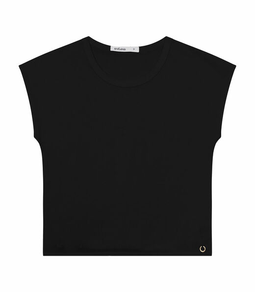 Blusa De Viscotorcion Básica Feminina Endless Preto