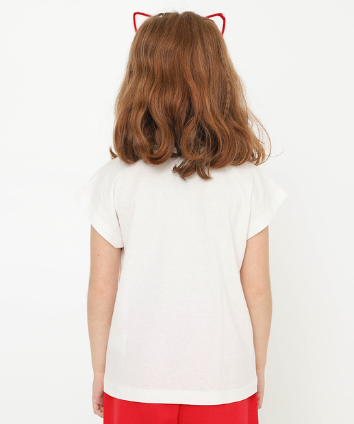 Camiseta Infantil Hello Kitty Tam 4 a 10 Off White