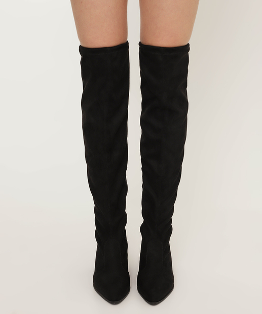 Bota Feminina Over The Knee Amarração Via Uno Preto