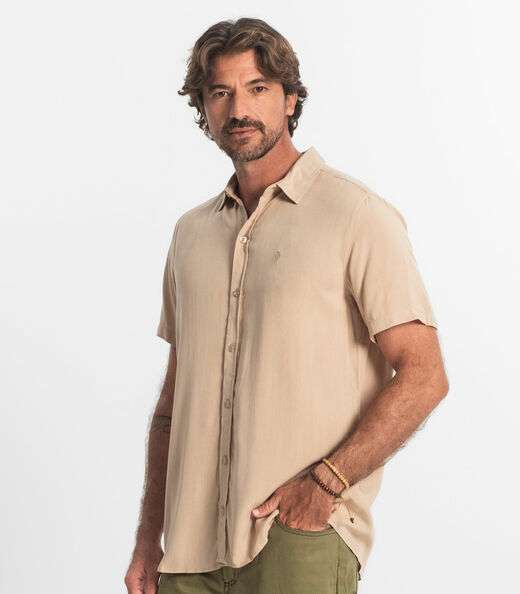 Camisa Masculina Viscolinho Diametro Marrom