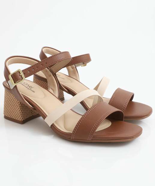 Sandália Feminina Salto Grosso Modare Marrom