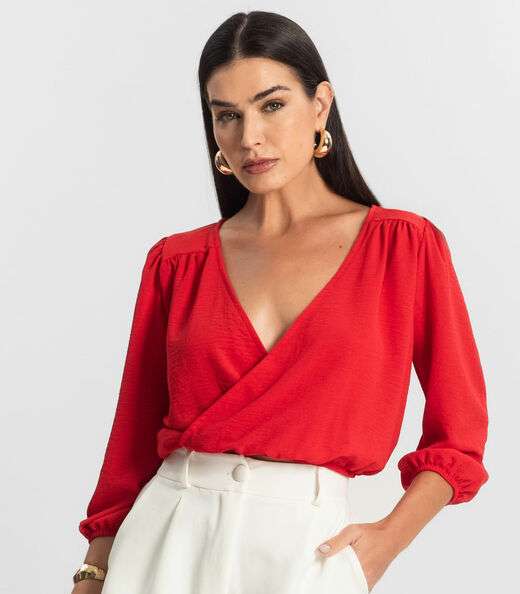 Blusa Feminina Manga 3/4 Rovitex Vermelho