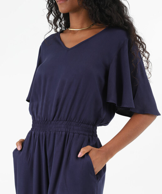 Macacão Feminino Longo com Manga Curta Marisa Azu