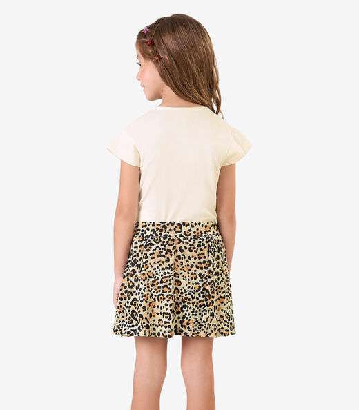 Conjunto Blusa com Saia em Meia Malha Rovi Kids Bege