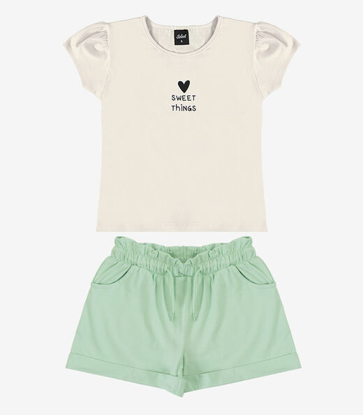 Conjunto Blusa Com Shorts Bege