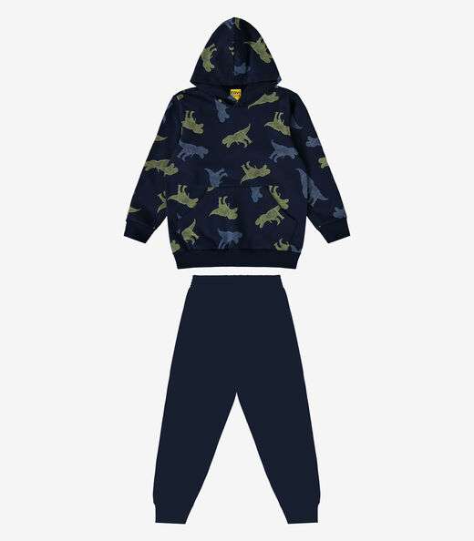 Conjunto Blusão Com Capuz E Calça Rovi Kids Azul