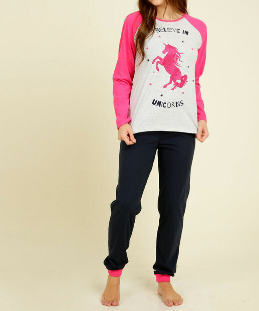 Pijama Juvenil Manga Longa Unicórnio Marisa Tam 10 a 16