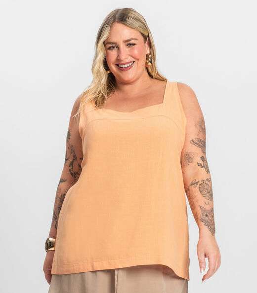 Regata Feminina Plus Size Secret Glam Laranja