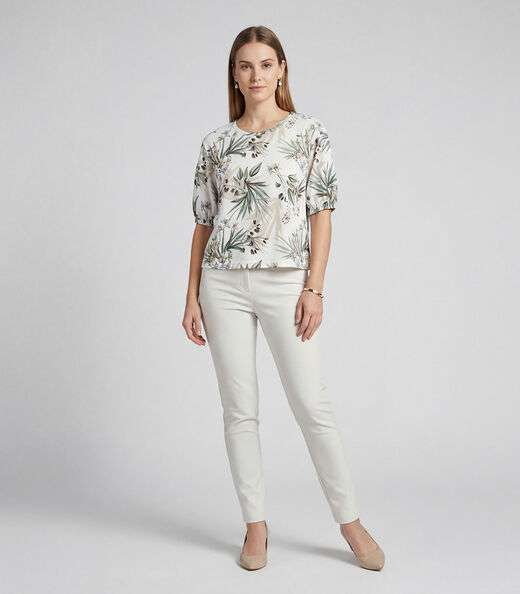 Blusa Feminina Manga Com Volume Punho Infinita Cor Bege