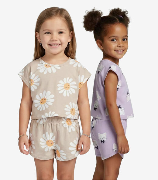 Kit 2 Conjuntos Infantis Feminino Short E Blusa Select Sortido