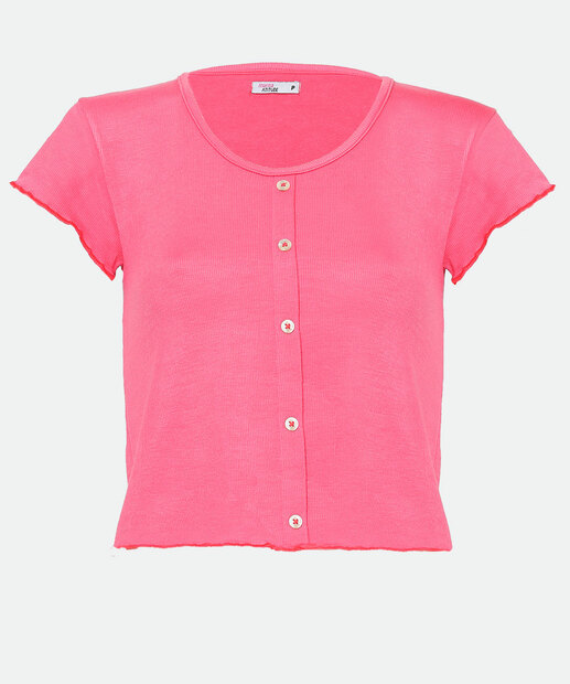 Blusa Cropped Feminina Canelada Botões Marisa