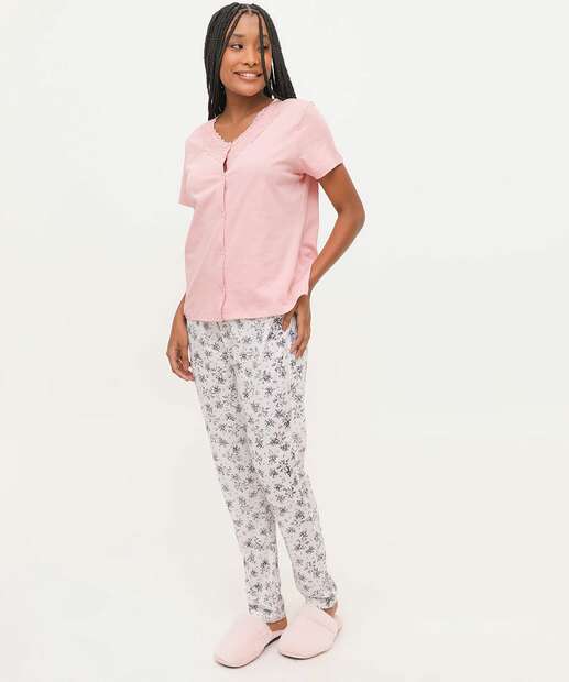 Pijama Feminino Estampado Manga Curta Marisa