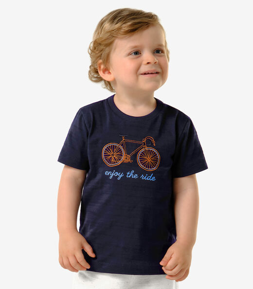 Camiseta Infantil Meia Malha Estampa Trick Nick Azul