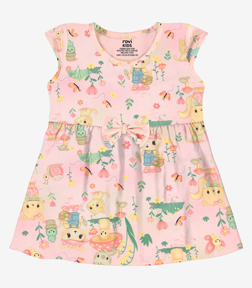 Image_Vestido Infantil Estampado Malha Rovi Kids Rosa